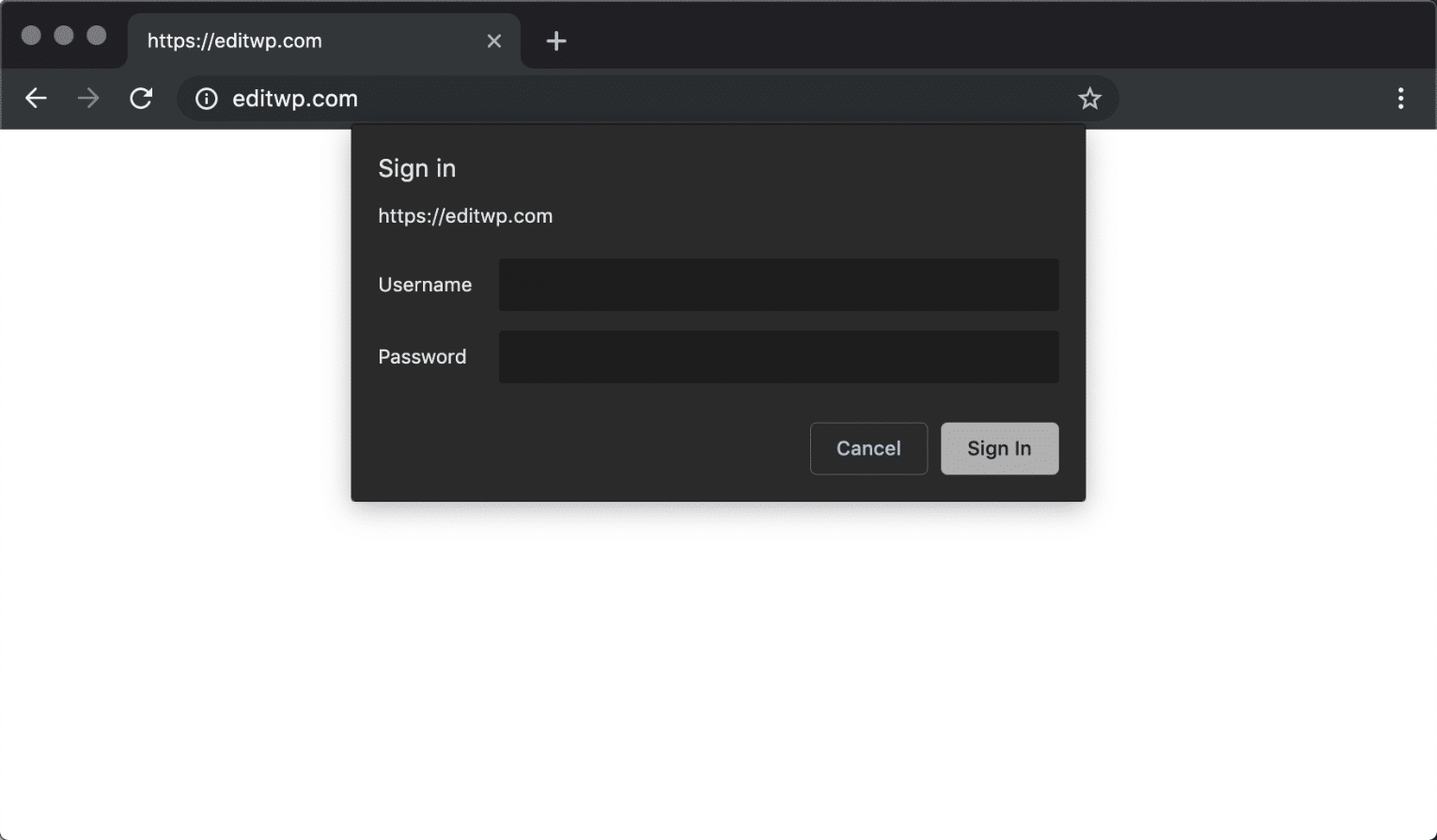 Invite d'authentification .htpasswd