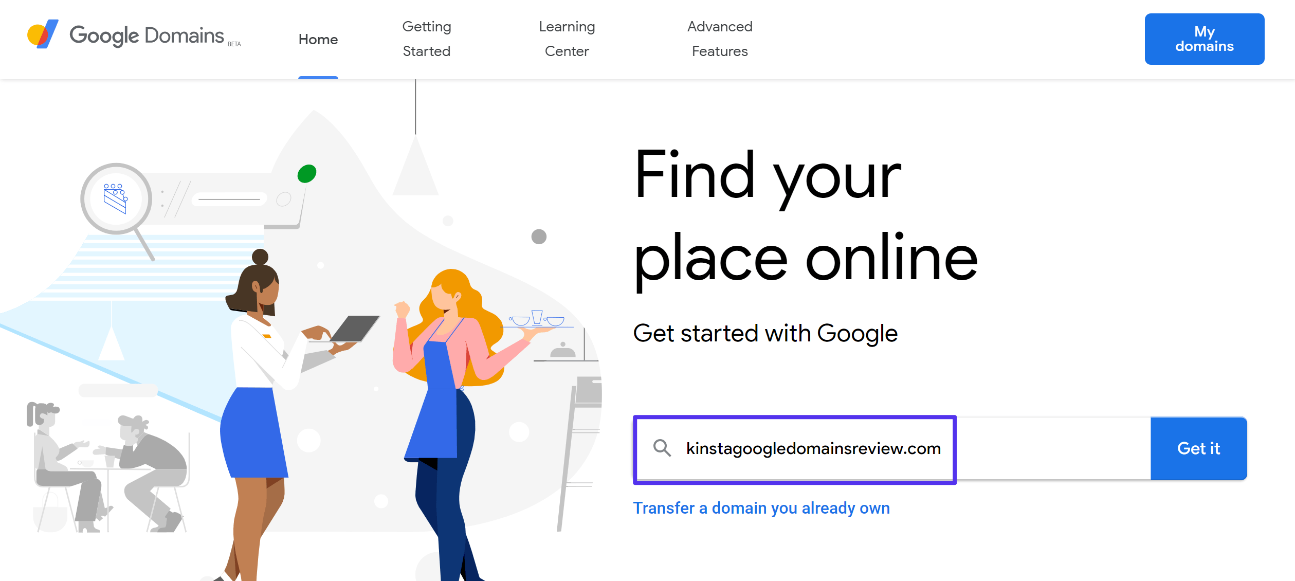 Recherchez votre domaine sur Google Domains