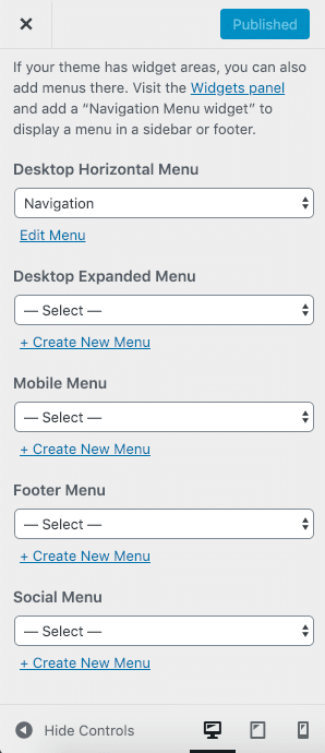 Emplacements de Menus dans Twenty Twenty