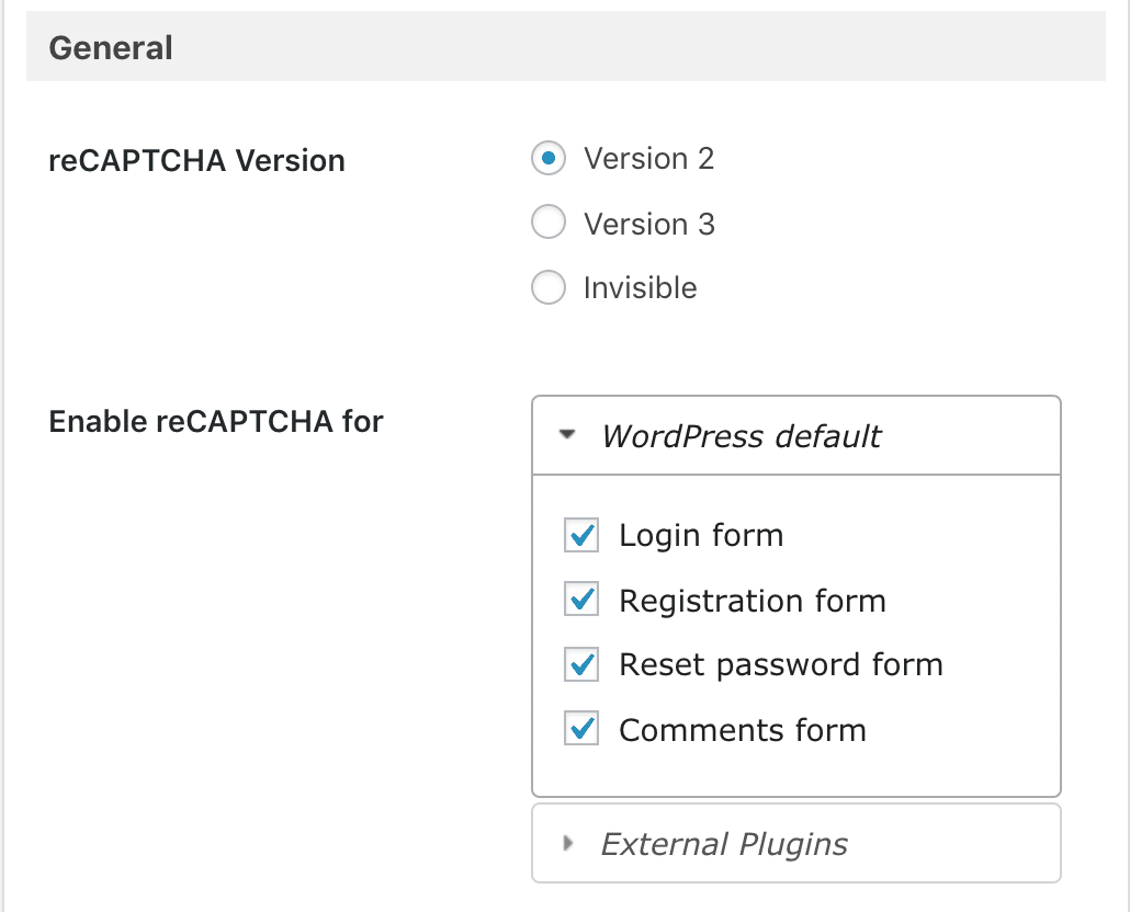 Choix des emplacements où Google reCAPTCHA apparaît