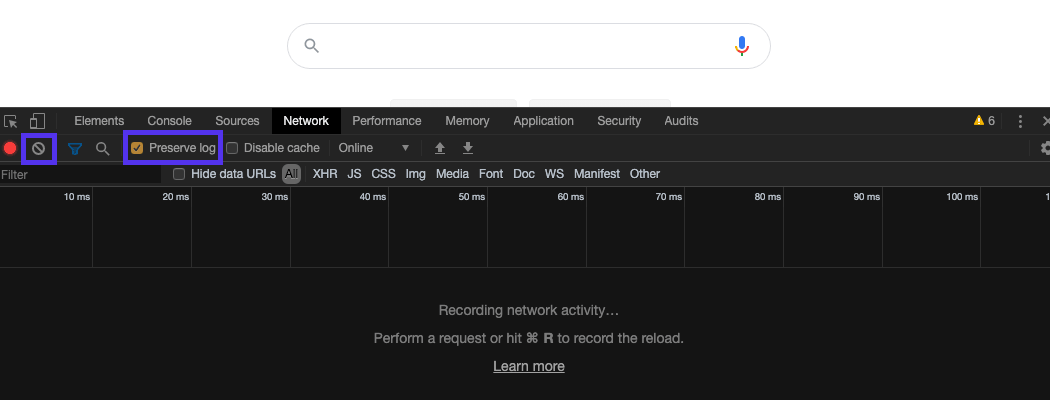 Sélectionnez l'option pour préserver le journal, puis cliquez sur Effacer pour effacer les messages précédents.