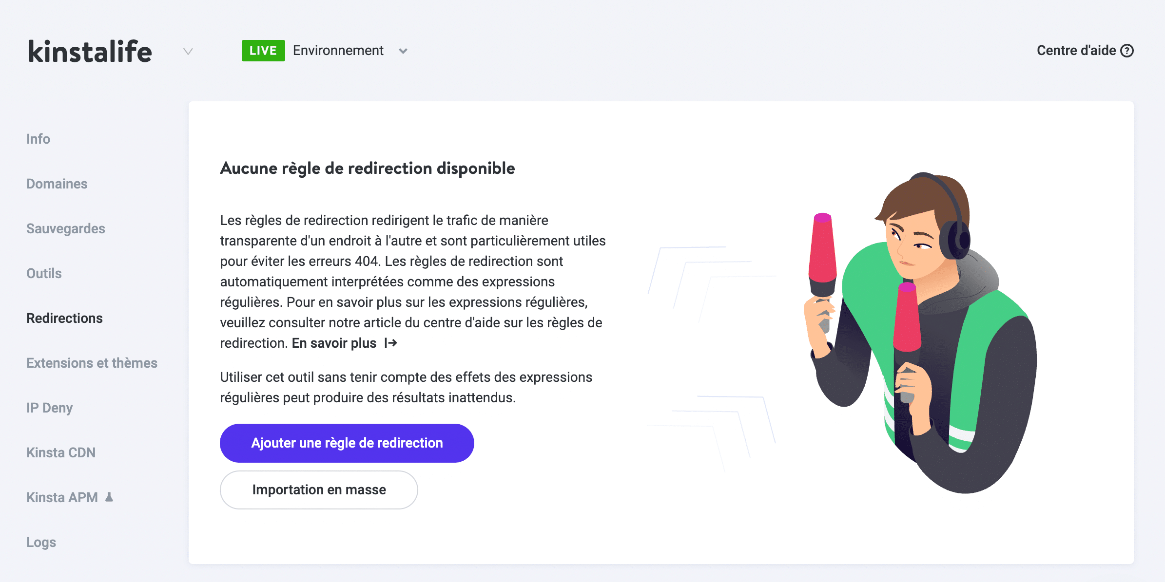 Redirections dans MyKinsta