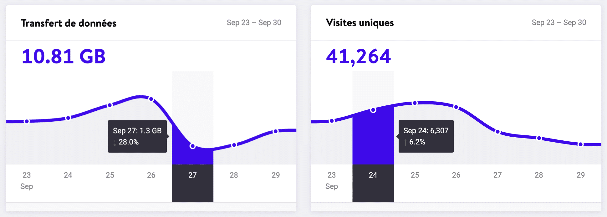 Nouveaux graphiques du tableau de bord MyKinsta