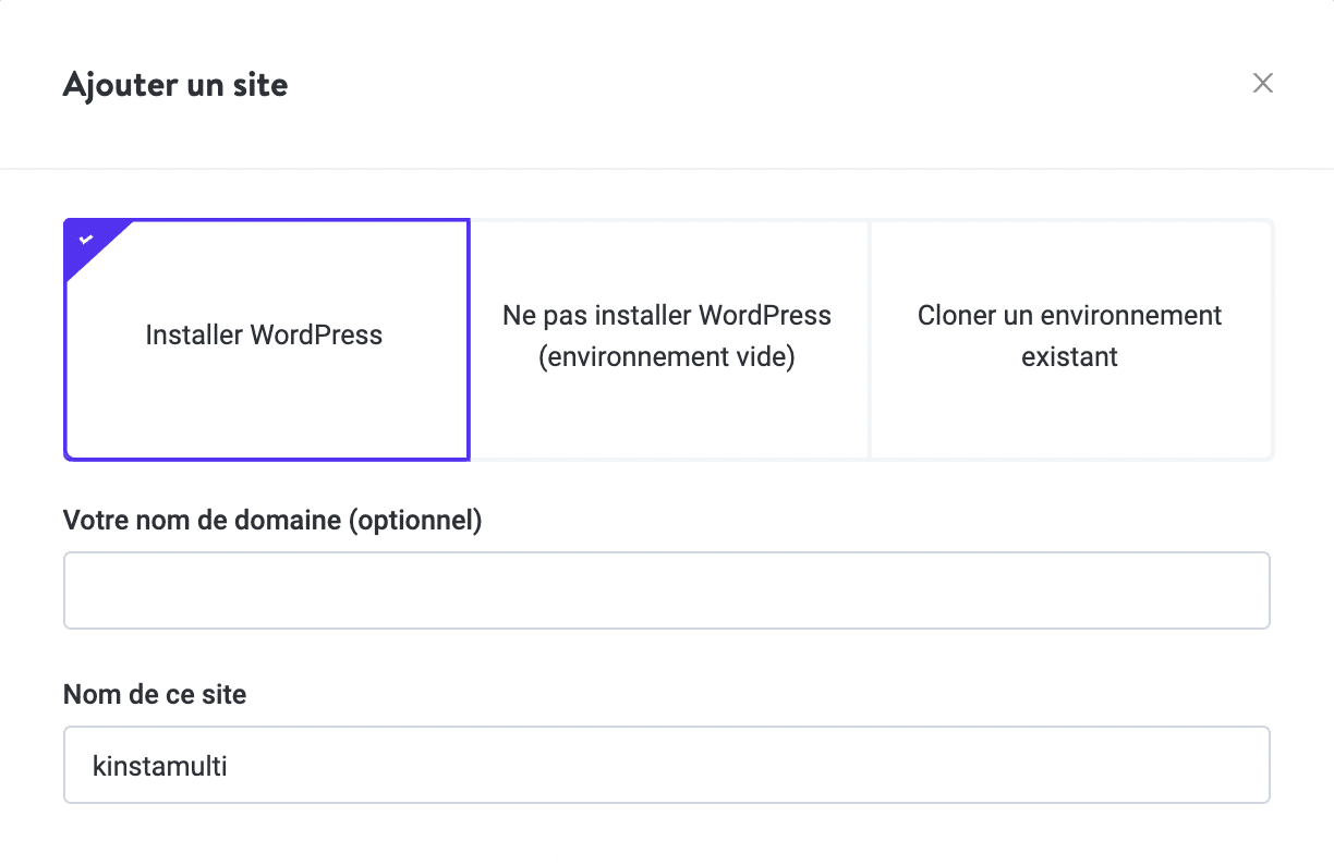 Créez une nouvelle installation WordPress.