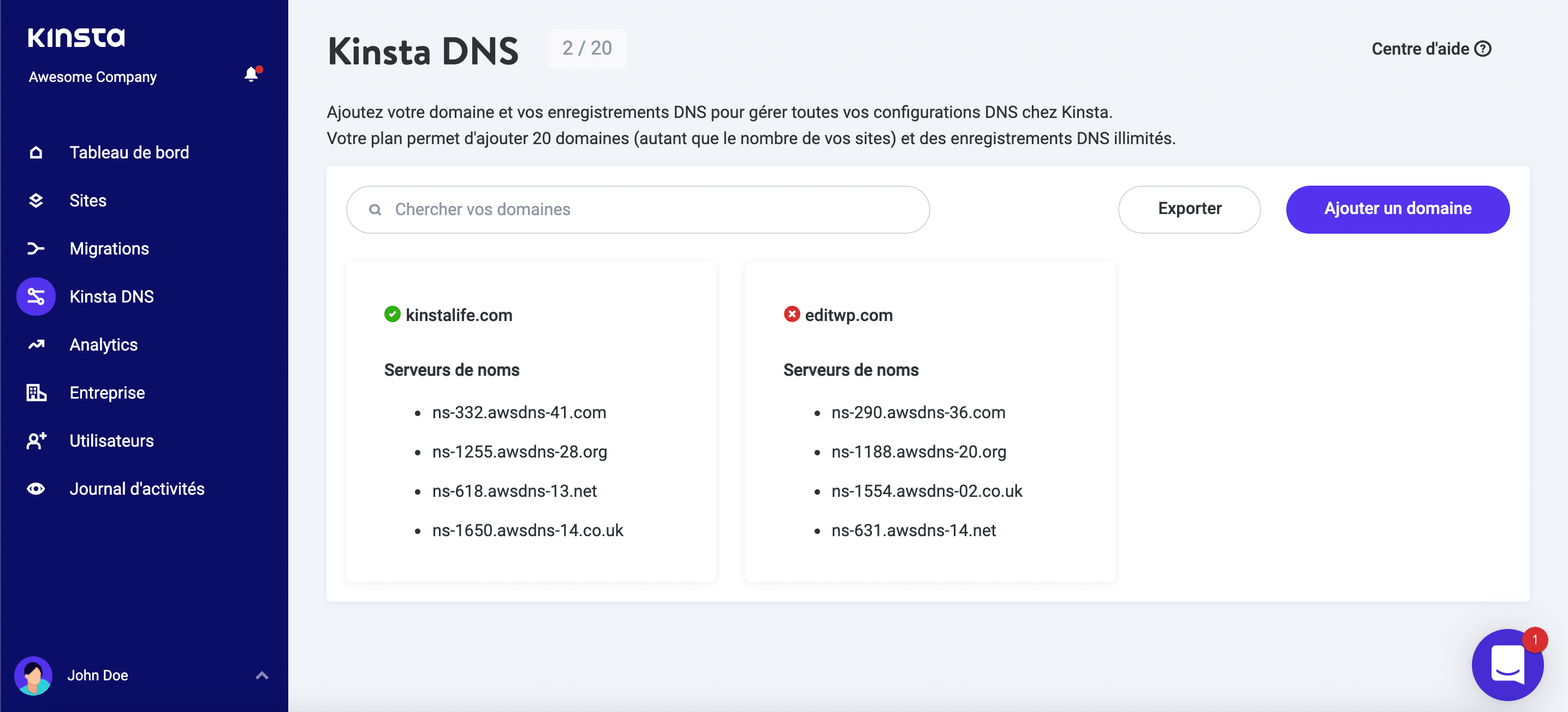 Serveurs de noms DNS Premium