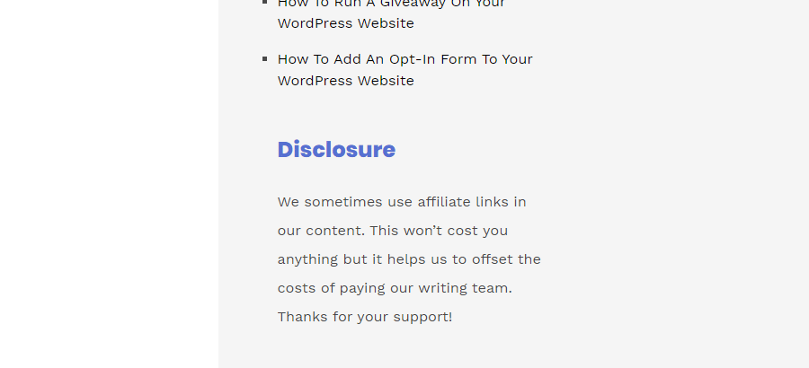 La divulgation de la FTC sur les WP Superstars