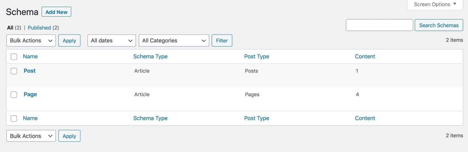 Modification des des types de Schema