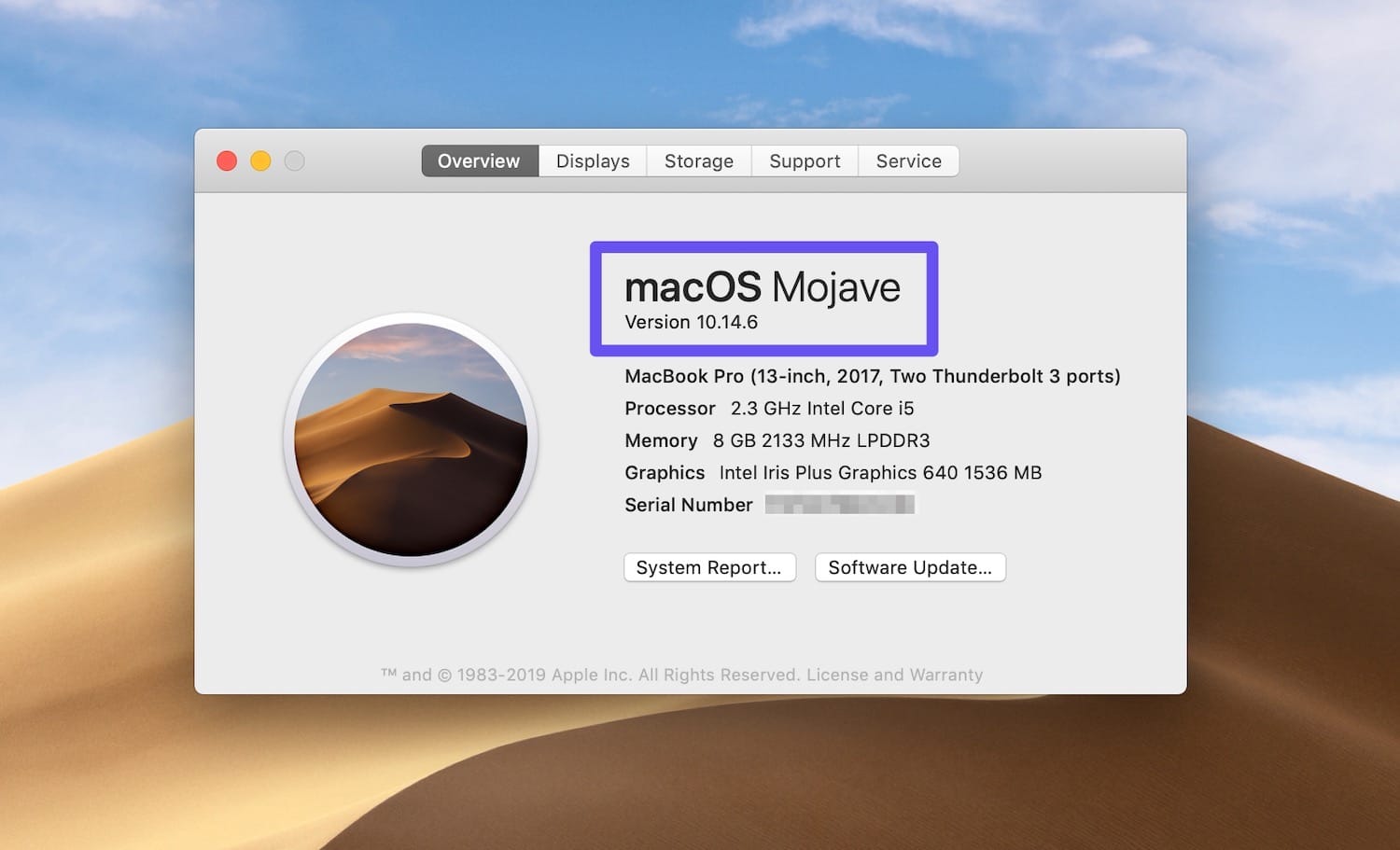 Visualisation de la version actuelle de MacOS
