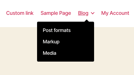 Exemple de menu déroulant dans WordPress