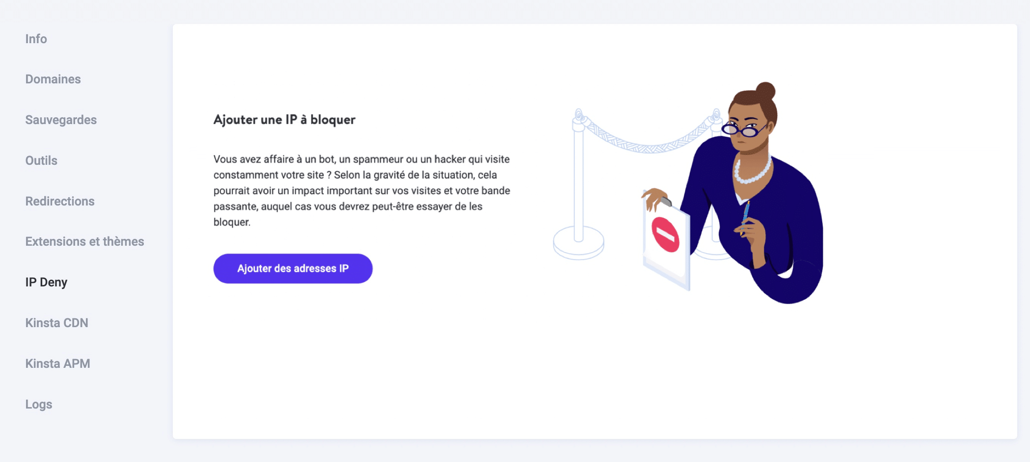 La fonction IP Deny de Kinsta