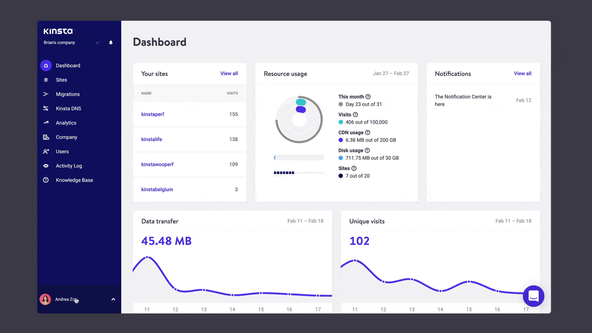 Activation de l'envoi automatique de factures par e-mail dans MyKinsta