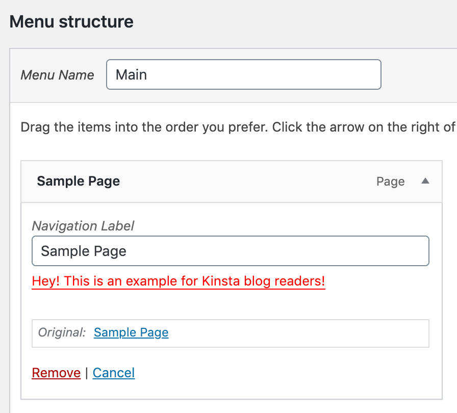 Champs Personnalisés Dans Les Éléments Du Menu De Navigation