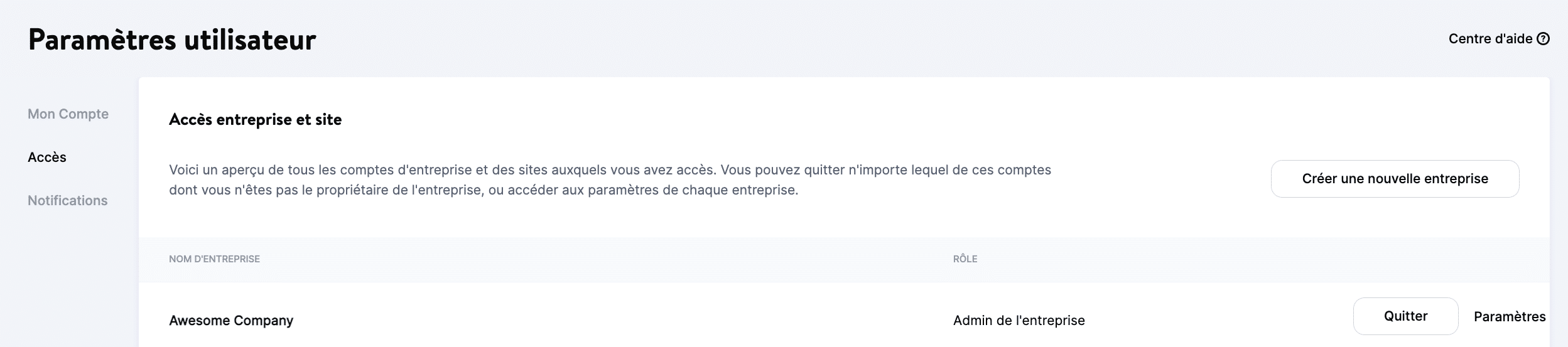 La page « Accès » dans MyKinsta.