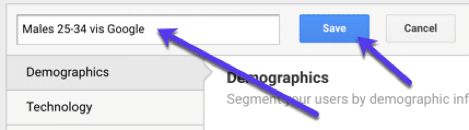 N'oubliez pas d’enregistrer votre segment personnalisé