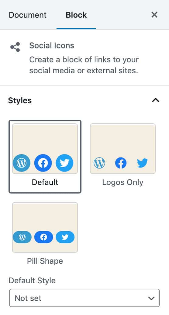 Styles des icônes sociales