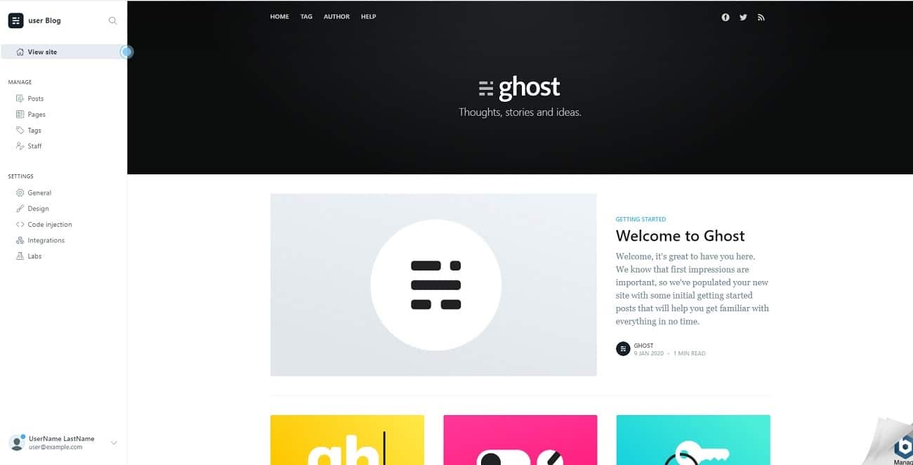 Interface de Ghost