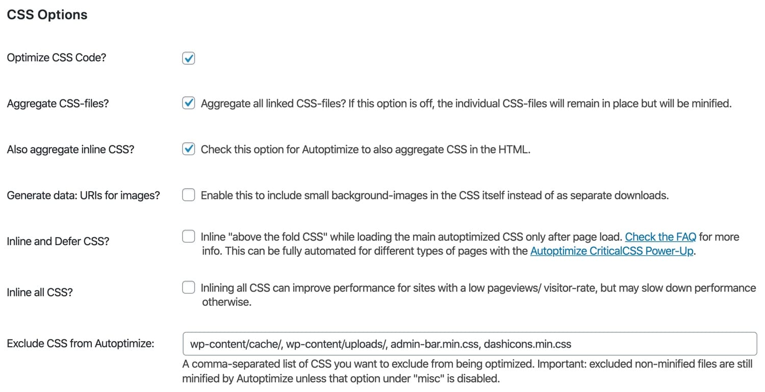 Optimisation CSS d’Autoptimize.
