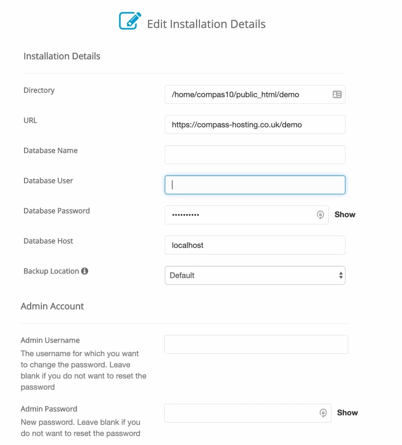 Écran de modification de l'installation dans l'auto-installer