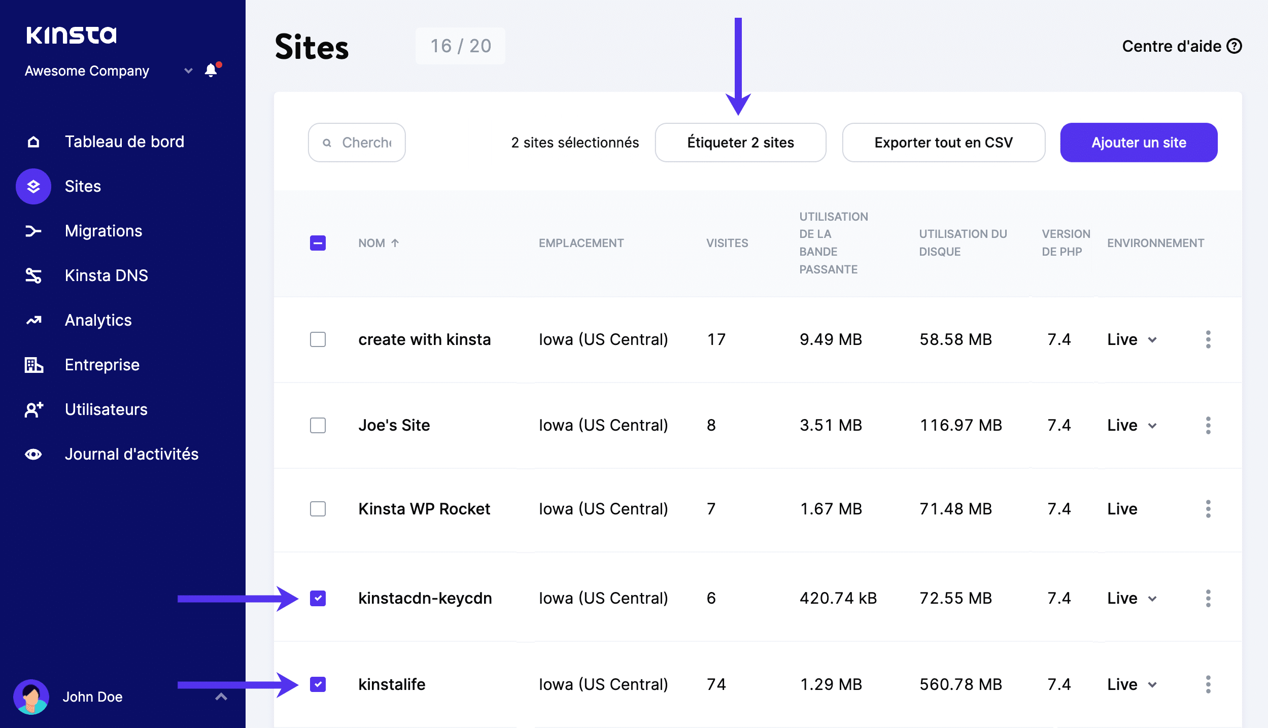 Ajoutez des étiquettes à vos sites WordPress.