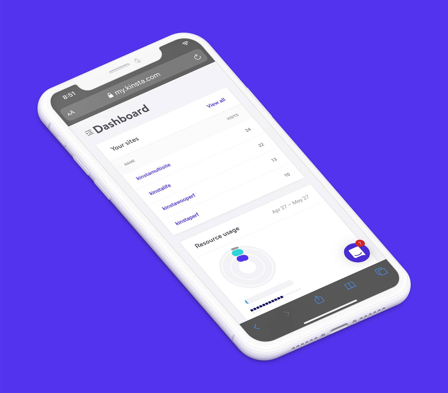 Accédez à MyKinsta à partir de votre appareil mobile.