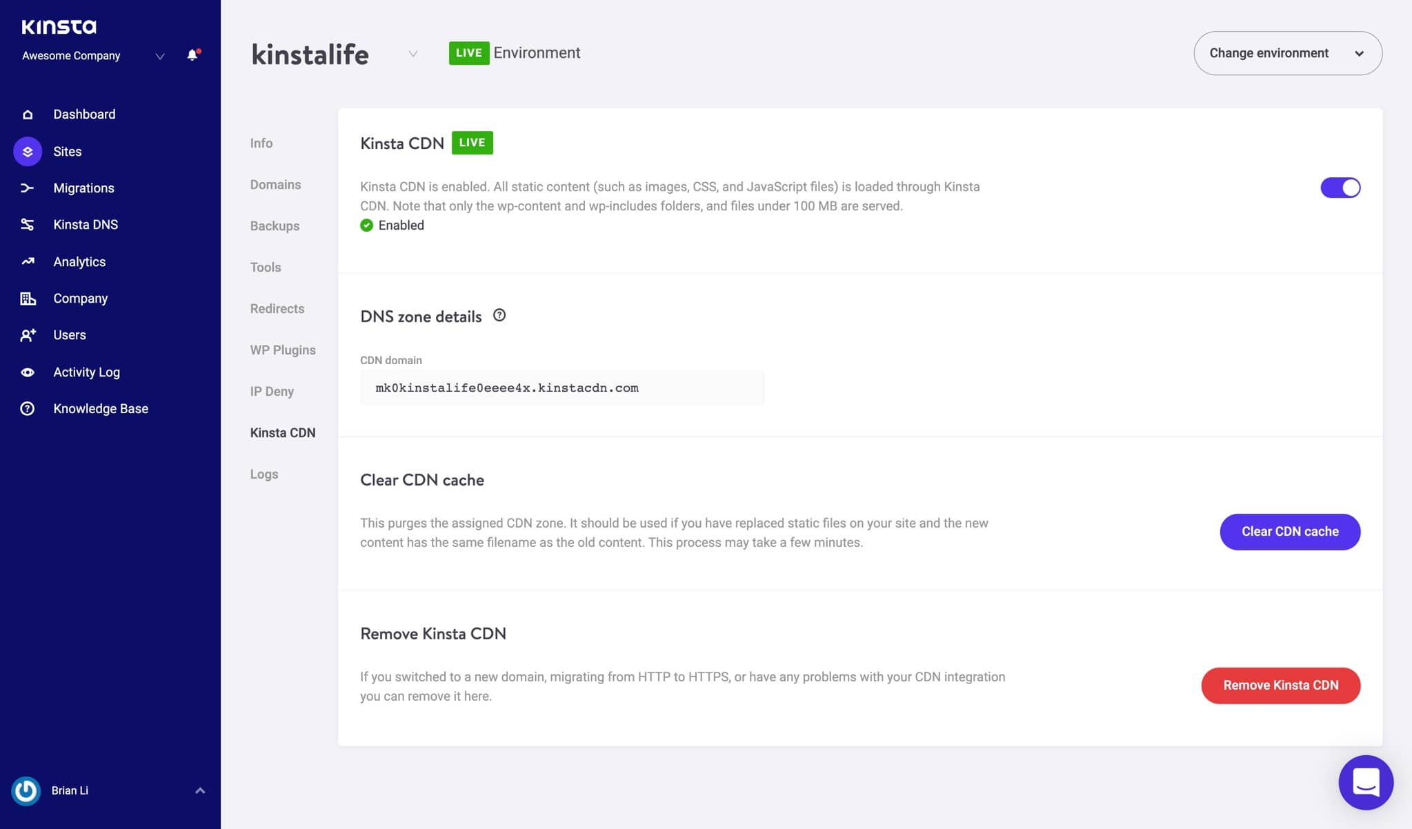 Déployez le CDN de Kinsta dans MyKinsta.