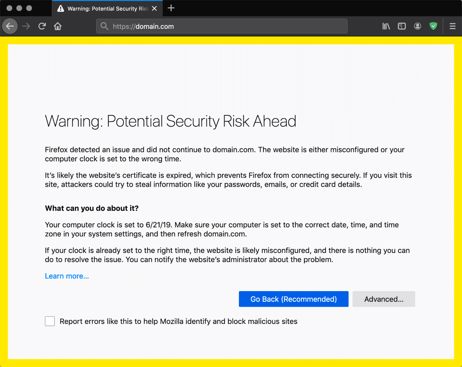 L’erreur NET::ERR_CERT_AUTHORITY_INVALID dans Firefox