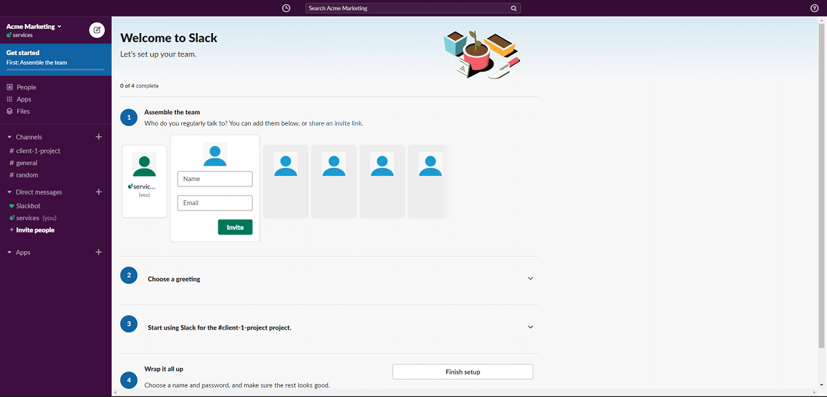 Expérience de démarrage avec Slack