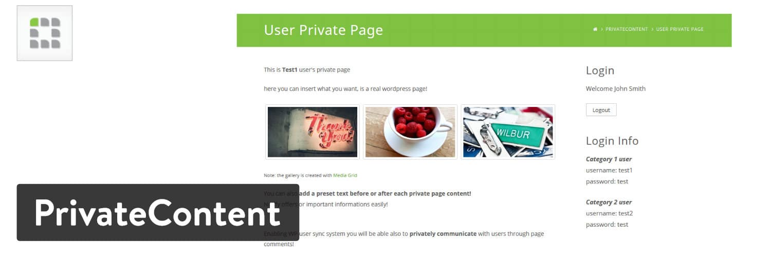 Extension WordPress PrivateContent