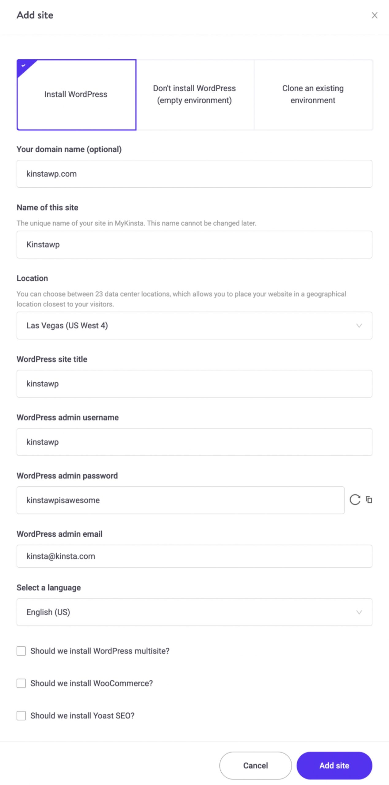 Installation de WordPress en un clic.