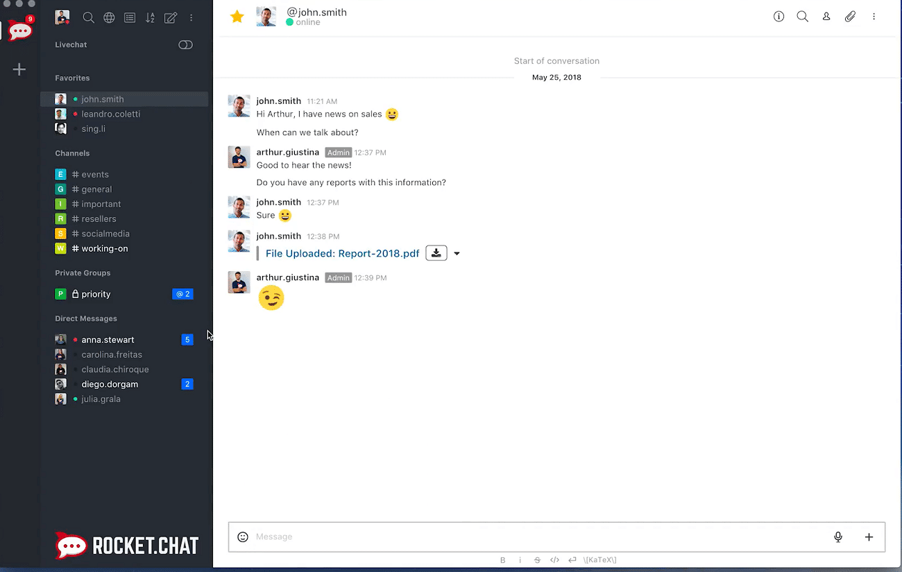 rocket chat interface