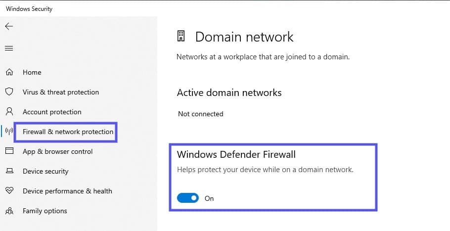 Le pare-feu Windows Defender