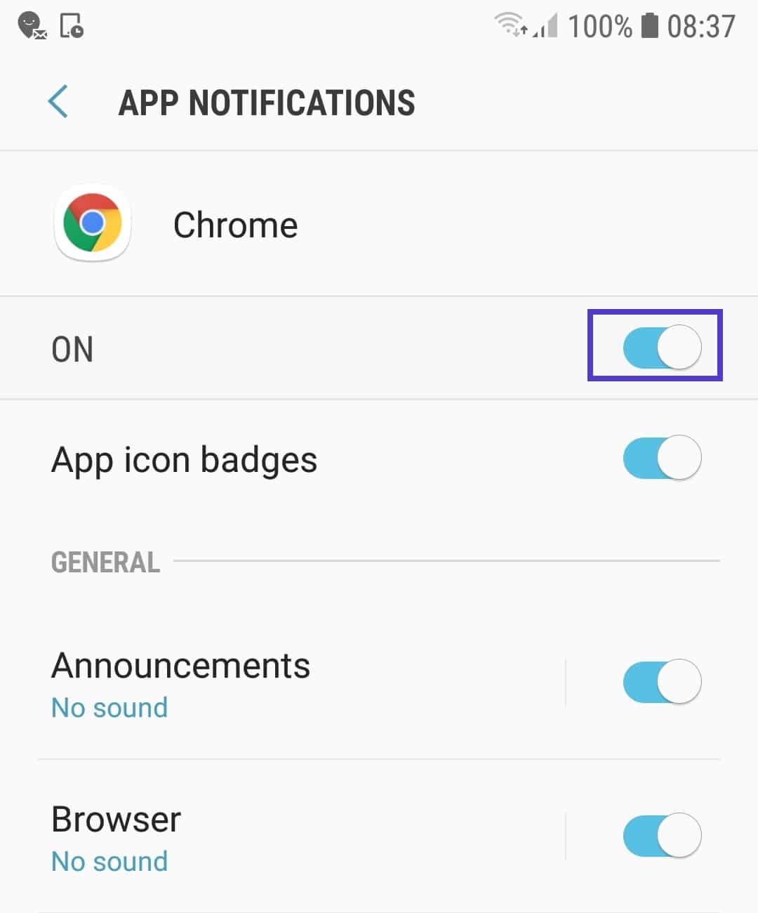 Activer/désactiver les notifications dans Chrome