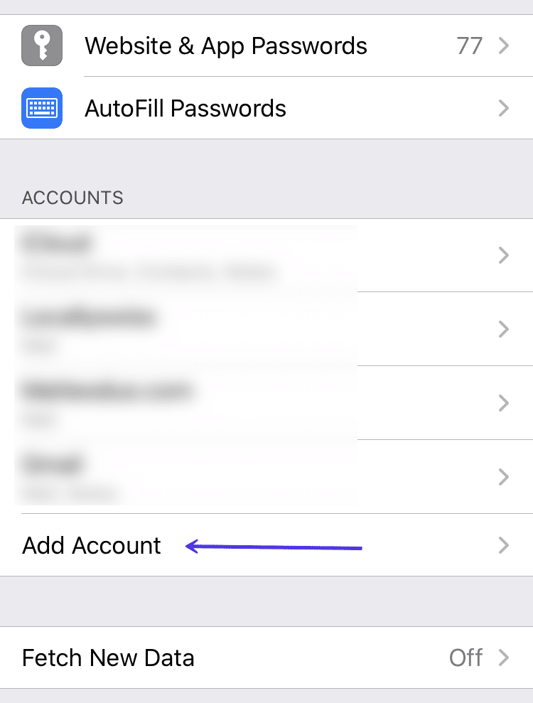 Ajouter un nouveau compte (iOS)