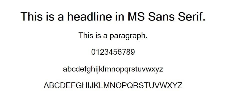 Exemple de police Microsoft Sans Serif
