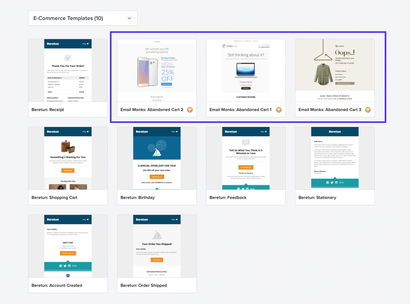 Litmus - modèles d’e-mail de panier abandonné