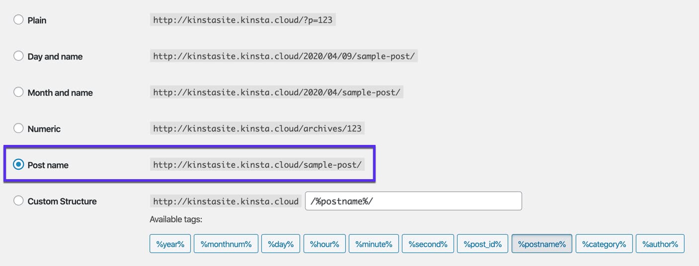 Structure du permalien d'article dans WordPress.