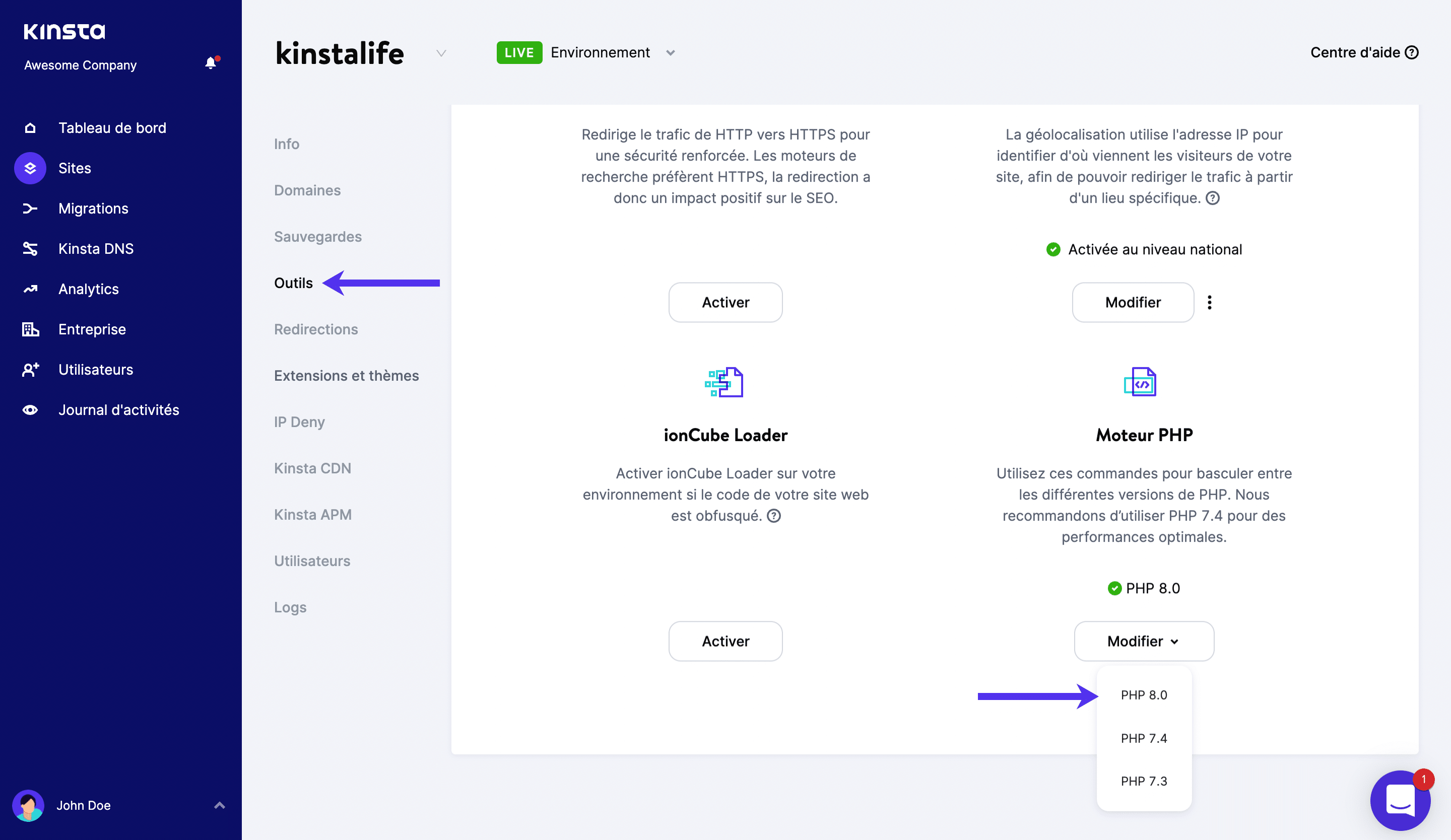 PHP 8.0 est maintenant disponible pour tous les environnements Kinsta.