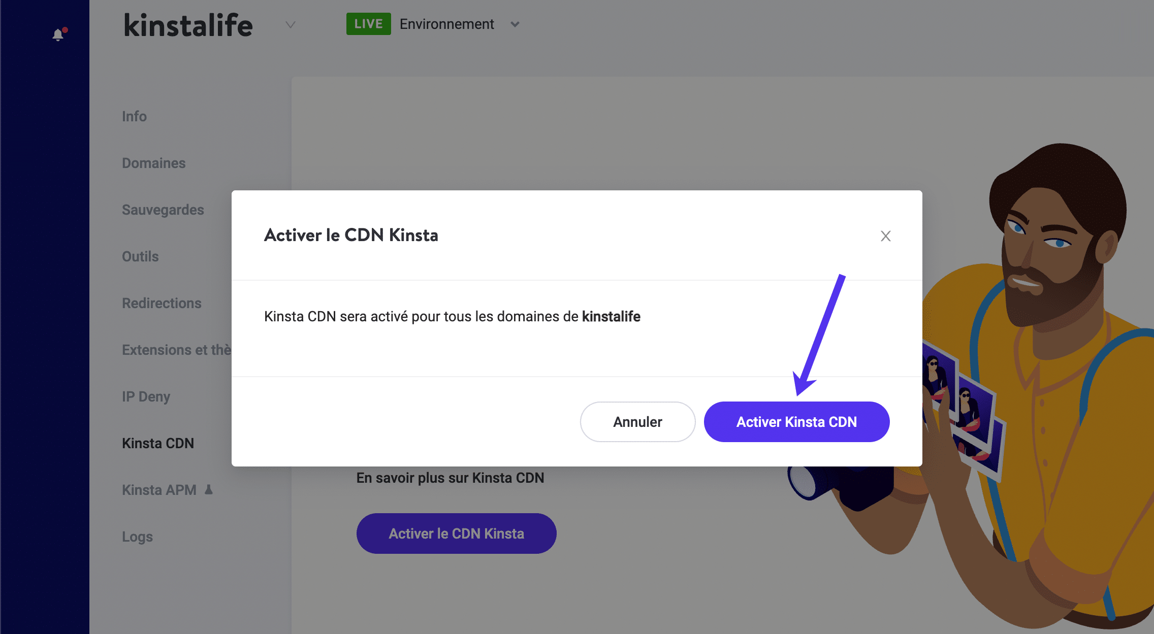 Activation de Kinsta CDN