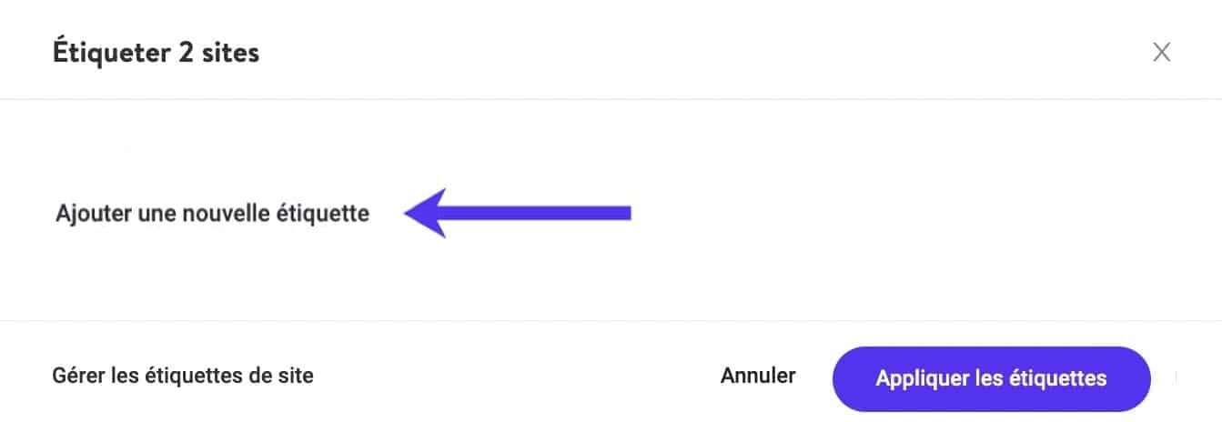 Ajouter une nouvelle étiquette de site.