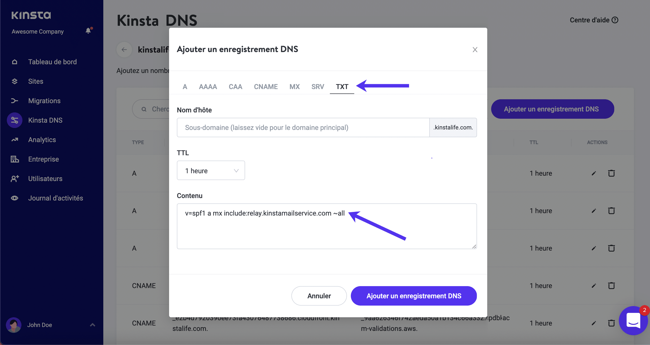 Ajoutez l’enregistrement SPF TXT pour MailChannels.