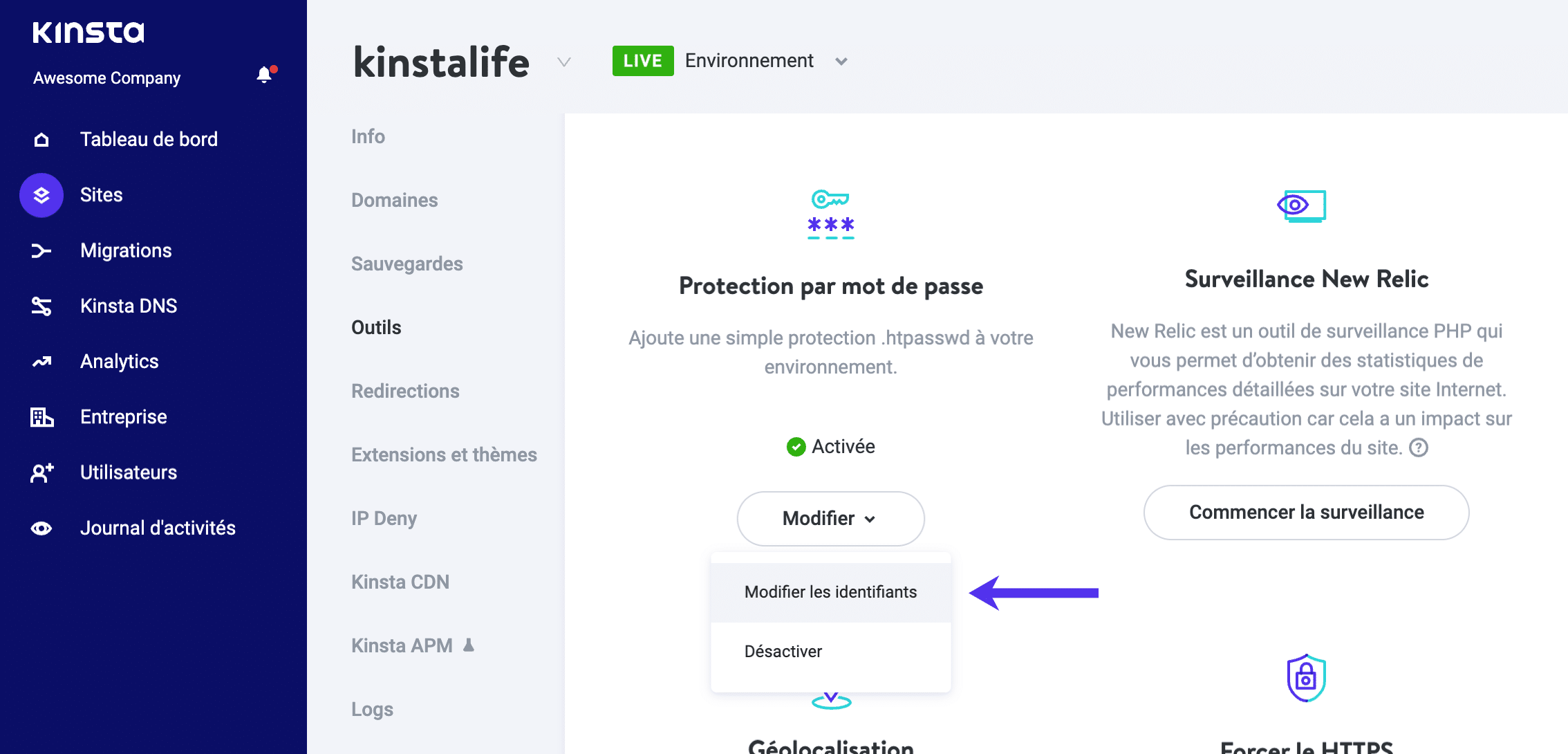 Modifier ou désactiver le .htpasswd