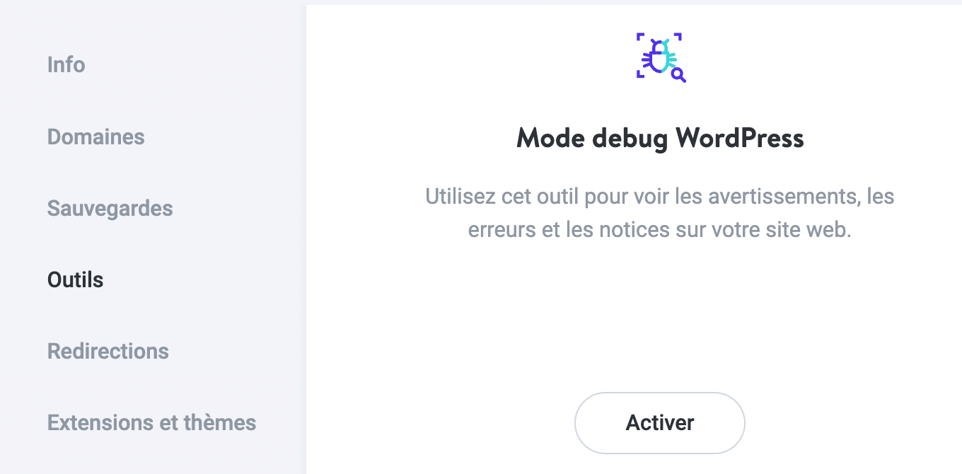 Débogage WordPress dans MyKinsta