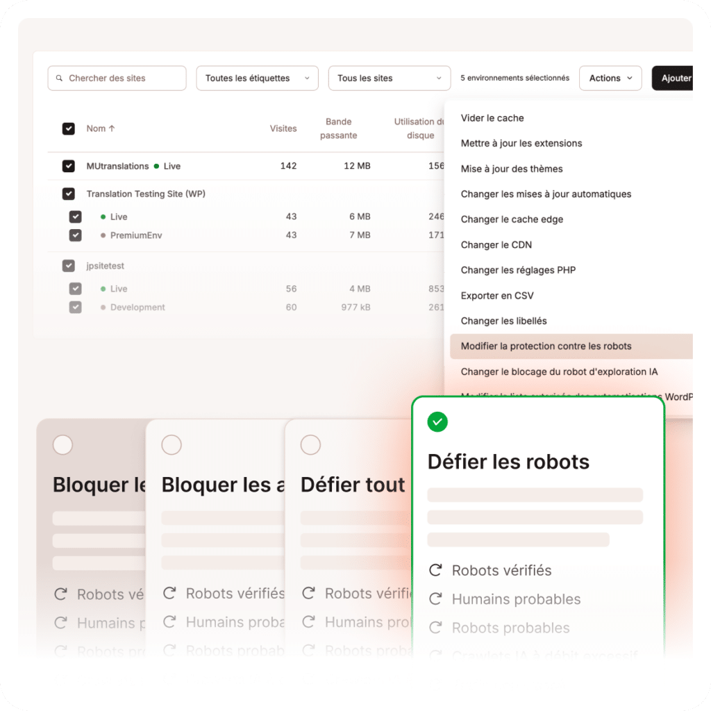 La configuration de la protection anti-robots Kinsta est rapide et facile.