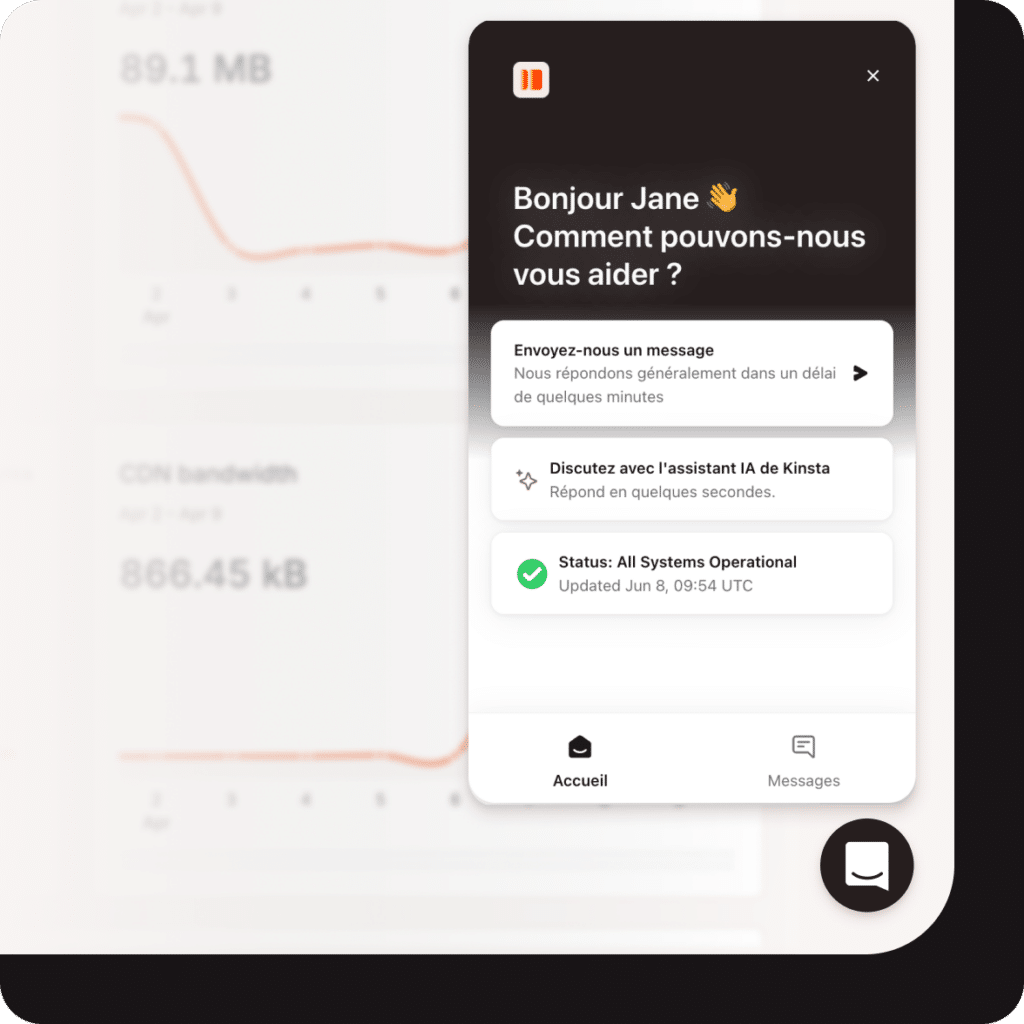 Support intégré directement dans MyKinsta