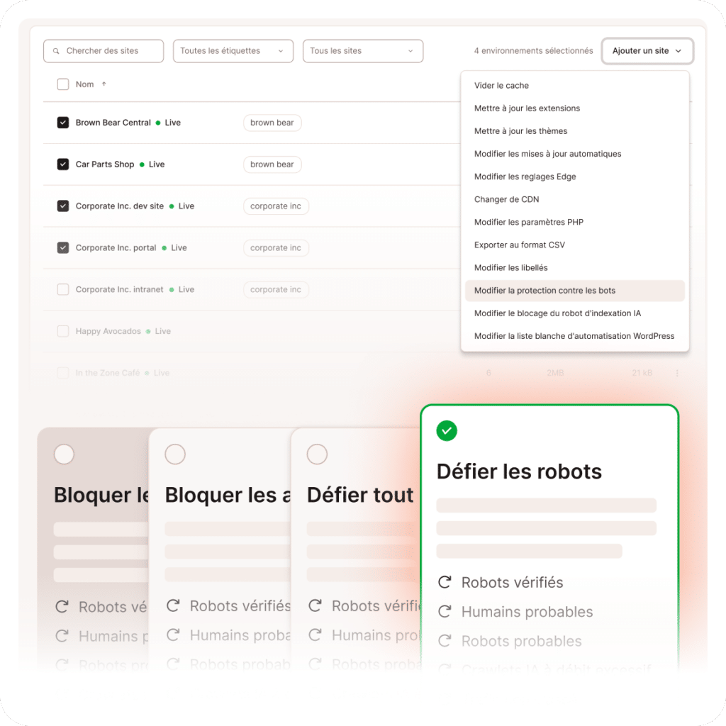 La configuration de la protection anti-robots Kinsta est rapide et facile.