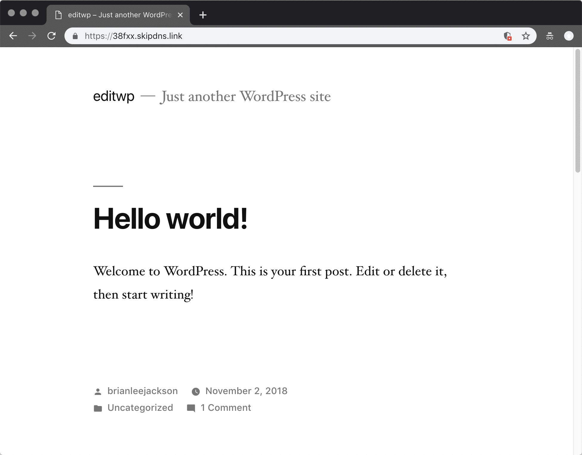 Antemprima del sito prima della modifica del DNS