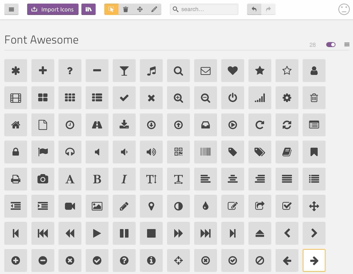 Scegliere le icone di Font Awesome