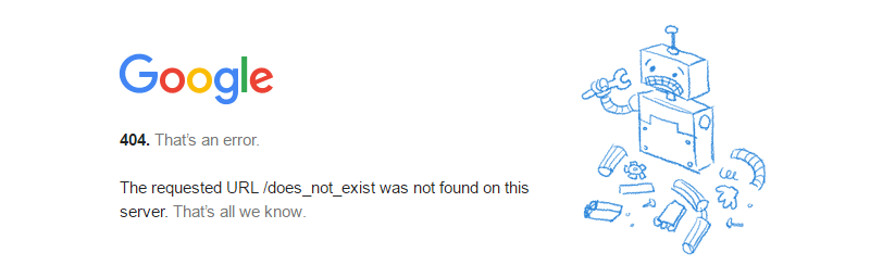 Codice di stato HTTP 404 di Google Codice di stato HTTP 404 di Google