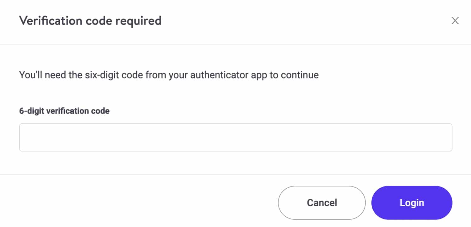 MyKinsta effettua il login con 2FA.