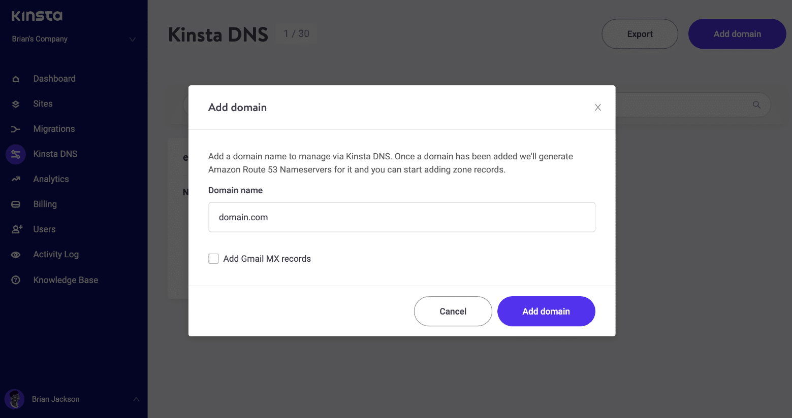 Aggiungere un dominio al DNS